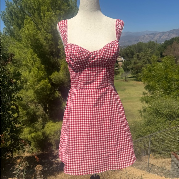 NWOT Princess Polly Faubert Red Gingham Mini Dress - Picture 3 of 8
